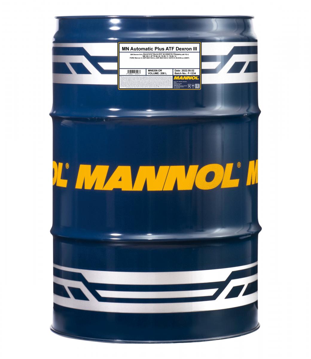 Олива трансмісійна Mannol Automatic Plus ATF Dexron III, 208 л (MN8206-DR)